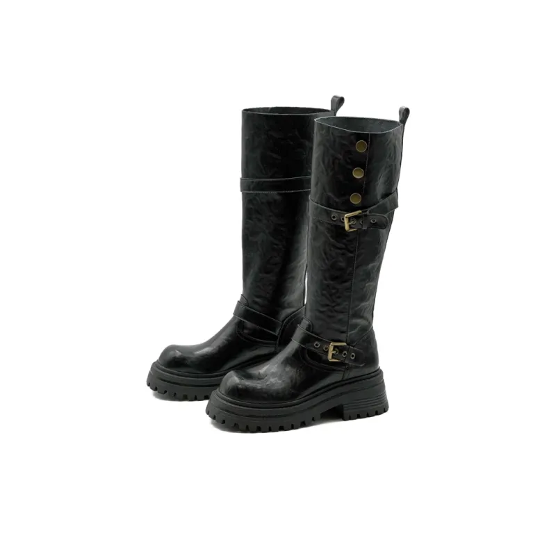 Little Sue Trendy Versatile British Style Shiny Slimming Zipper Knight Boots Fashion 2-in-1 Knee-High Boots Women's-1
