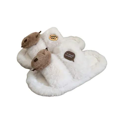 SHIGUDE Cotton Home Slippers Women's White