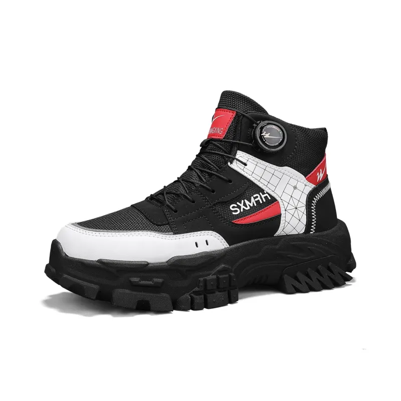 Binary Short Mid Calf Martin Boot Men's Black White-2