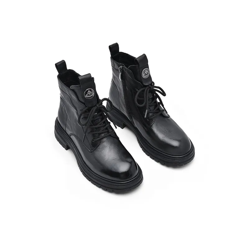 BASIC HOUSE A Hundred Houses Journey To The Mountains And Seas Vintage Wild Ride Martin Boot Women's Night Black-3