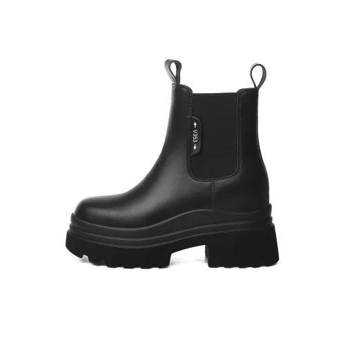 Golden Silk Rabbit Chelsea Boots 7cm Women's