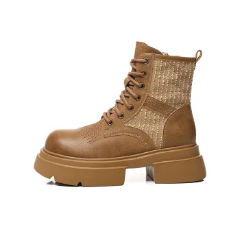 POOQ Short Martin Boot 6CM Women's Yellow