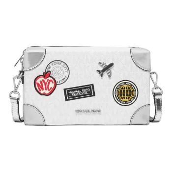 MICHAEL KORS Coated Canvas Shoulder Bag Small Size Women's White