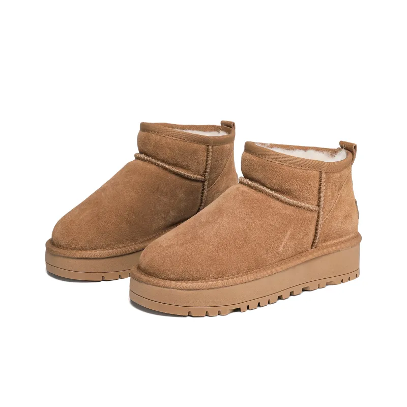 딩딩구스튜디오 Warm Wear-Resistant Height Increasing Slip-Resistant Short Snow Boots Women's Chestnut-1