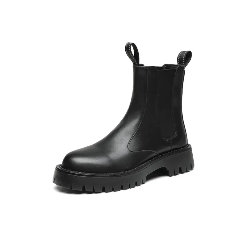 JIETEGONGYANG Short Chelsea Boots Men's Black-1