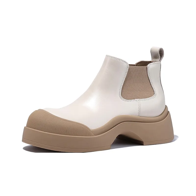 BELLALILY Short Chelsea Boots Women's Ecru-1