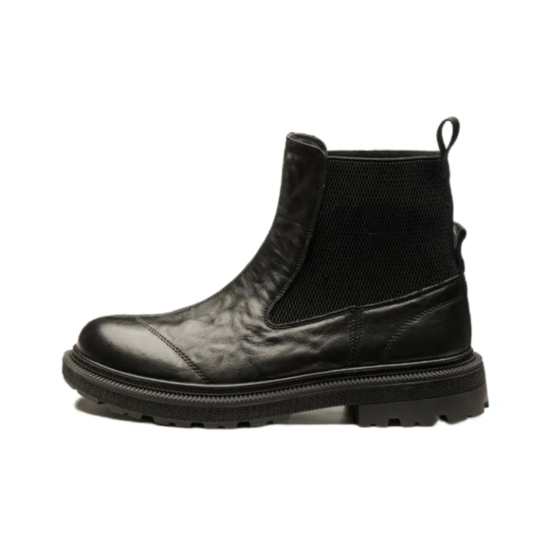 Brounvanm Short Chelsea Boots 3cm Men's Black-1