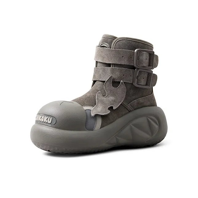 CHIKOKU Smiling Shark Ankle Boots Women's Small Carbon Gray-1