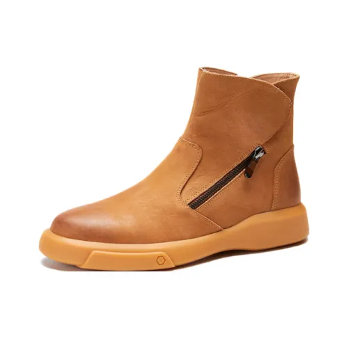 Brounvanm Ankle Boots Men Brown/Ginger Yellow/Khaki
