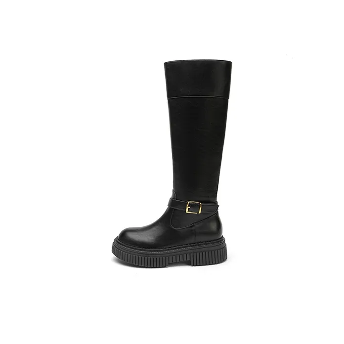 TOOMANYSHOES Knee high Boots Women's Black/Yellow-6
