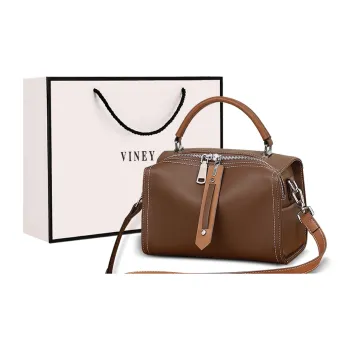 VINEY Cow Leather Crossbody One Shoulder Portable Pillow Bag Regular Women's Black