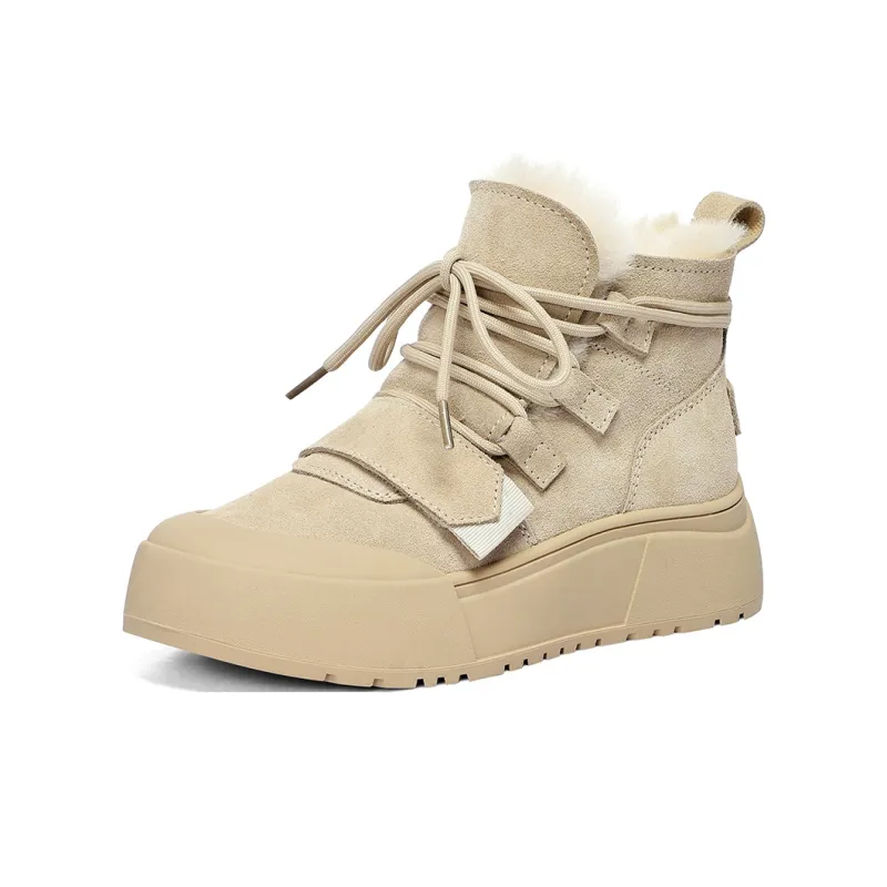 C°BANNER Short Mid Calf Snow Boots Women's Beige Yellow-1