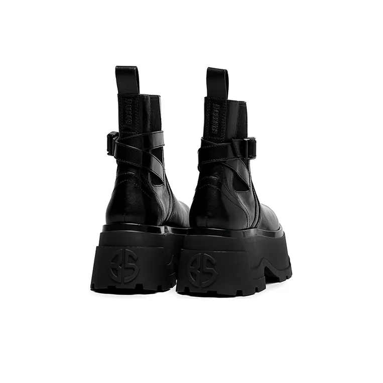 BLOCCO5 Buckle Decoration Height Increasing Short Chelsea Boots 6.5cm Women's-13