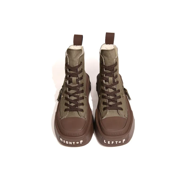 XIAOFAMIAO Ankle Boots Women's Gray/Army Green-7