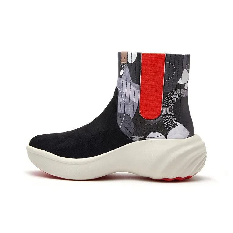 U.IN Painted Travel Shoes-Si Chuan 4 Artistic Collection Chelsea Boots Women's-6