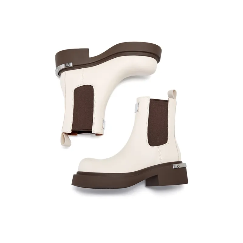 CHERYKALLY Chelsea Boots 5cm Women's Ecru-3