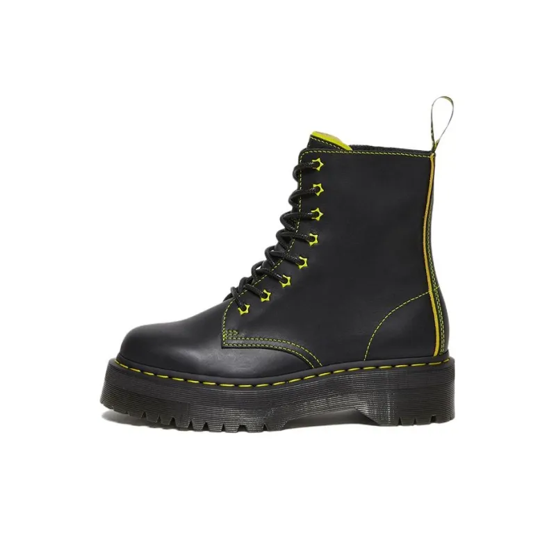 Dr. Martens Jadon Ii Boot Neon Star Leather Platforms 'Black Yellow'-0