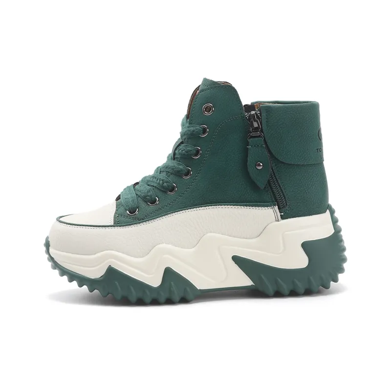TOM TAILOR Black White Chifeng High Top Boots Thermal Abrasion Resistant Height Increasing Short Snow Boots Women's-24