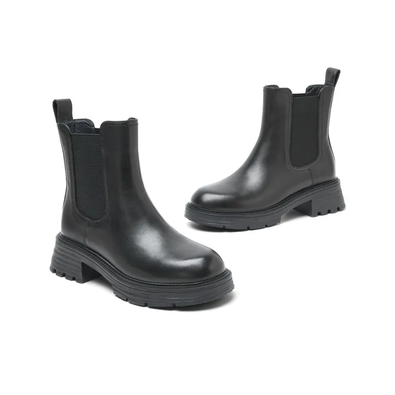 PT'SON Short Chelsea Boots Women's Black/Beige/Black, Fleece Lined/Beige, Fleece Lined-2