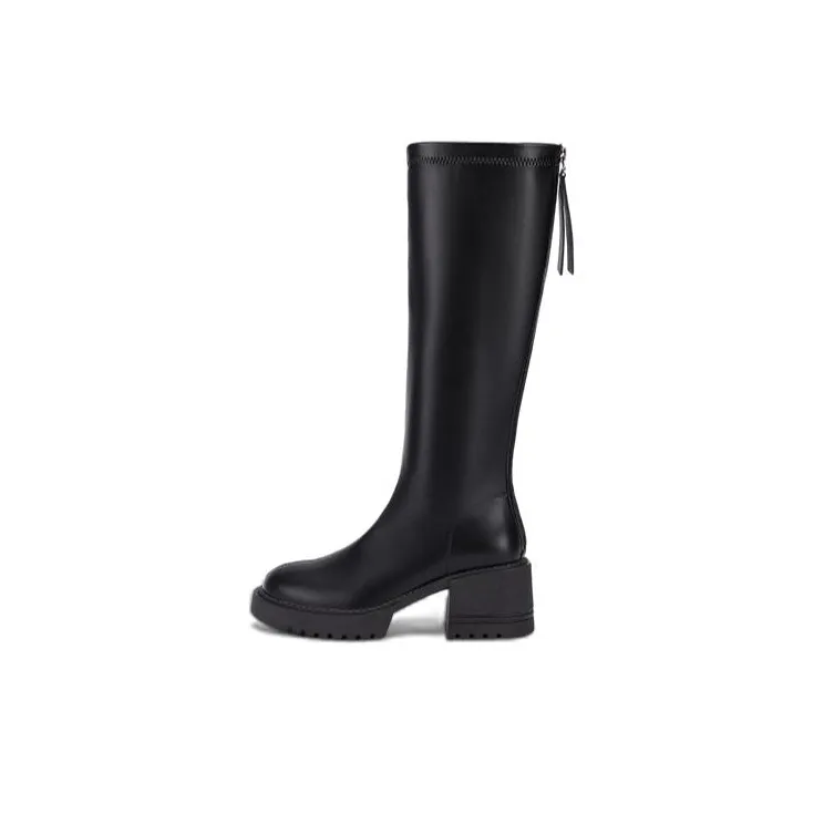 DAPHNE Knee high Boots Women's Black/Beige/Milk Tea-0