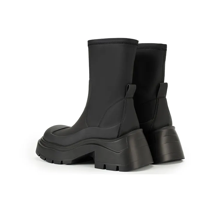 BREAD TREE Wild Whisper Ankle Boots 6cm High Heel Women's Cool Night Black-2