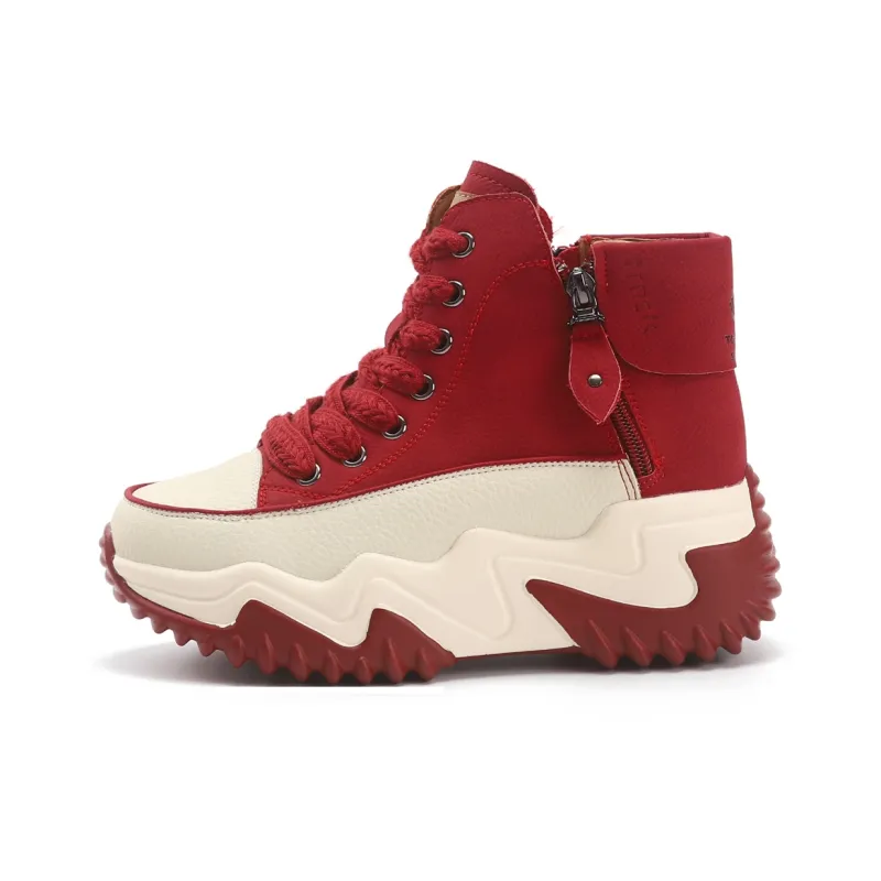 TOM TAILOR Black White Chifeng High Top Boots Thermal Abrasion Resistant Height Increasing Short Snow Boots Women's-12
