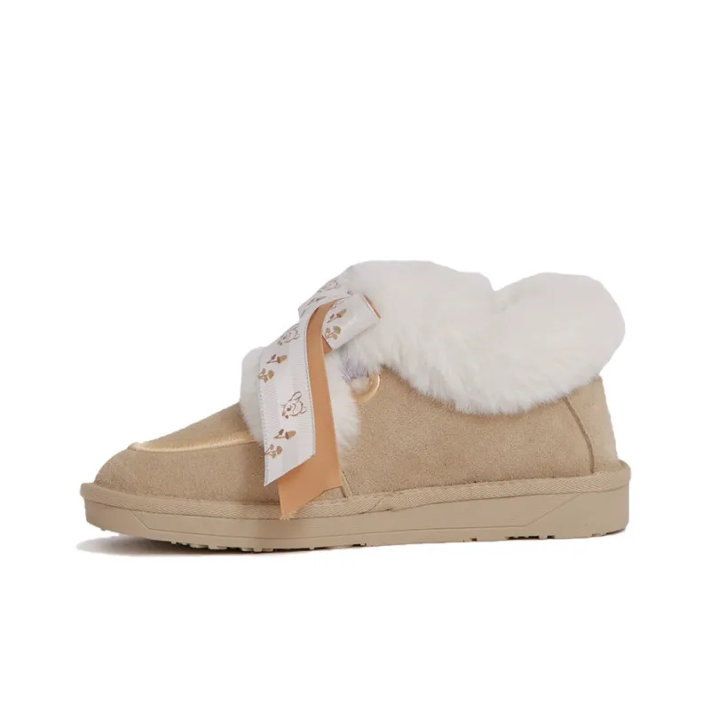 Disney x GRACEGIFT Warm Slip-Resistant Ankle-Length Snow Boots Women's Beige-0