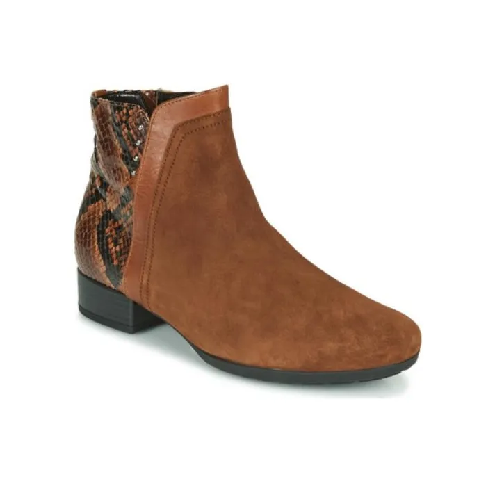 Gabor Camel Ankle Boots Women's Brown Black-2