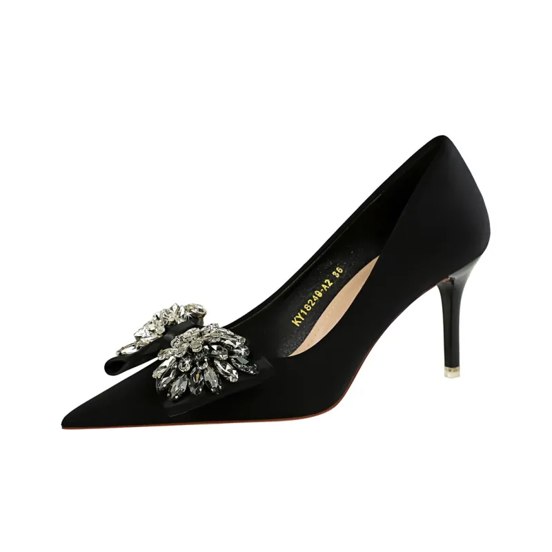 QITUMAUL Slim Heel High Heels Women's Black-1