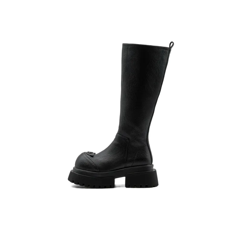 Little Sue Niche Design Trendy Versatile British Style Letter Hot Girl Slimming Knight Boots Knee-high Boots Women's-12