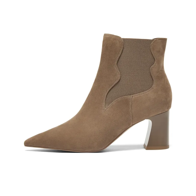 Joypeace Caramel Mocha Short Chelsea Boots Women's-4