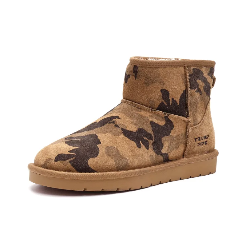 TRUMPPIPE Warm Short Snow Boots Men's Camel-1