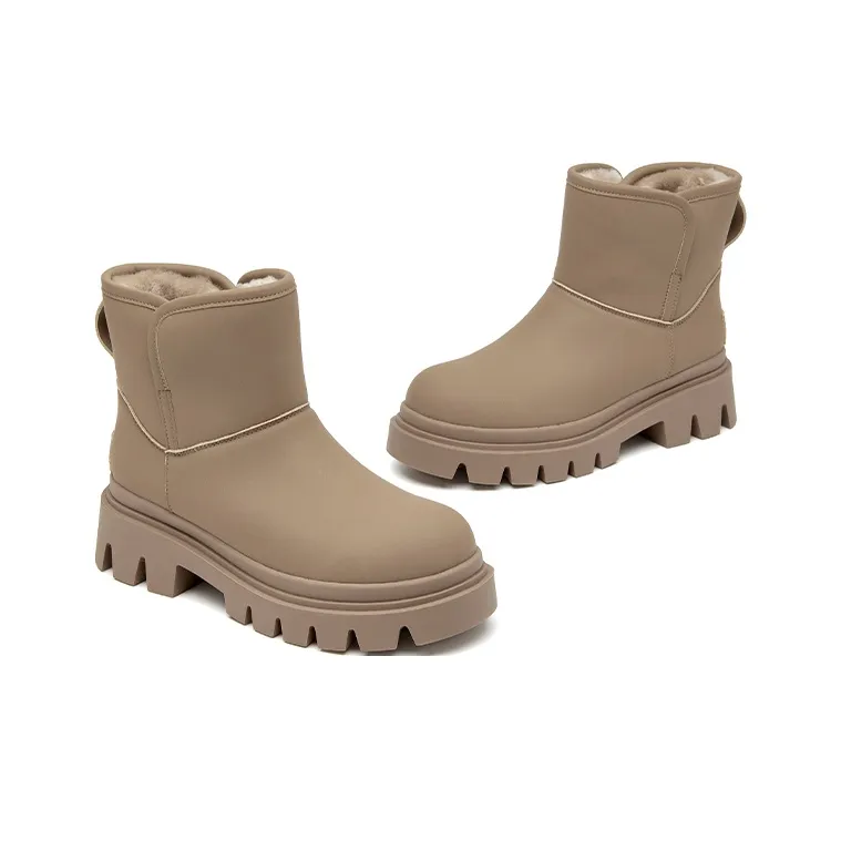 Beau Today Synthetic Leather Warm Crew Snow Boots Women's-13