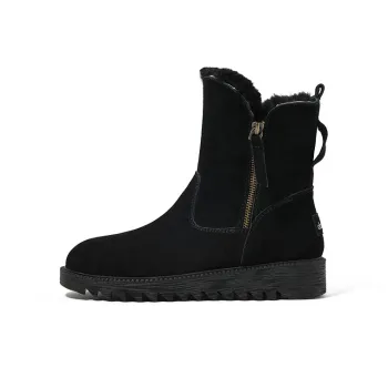 CAMEIDO Thermal Short Mid Calf Snow Boots Women's Black