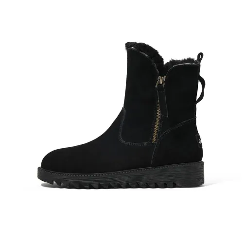 CAMEIDO Thermal Short Mid Calf Snow Boots Women's Black
