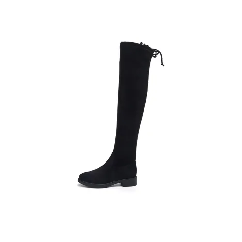 DAPHNE Petite Women's Height Increasing Slimming Thermal Over The Knee Boots 4.2cm Women's Black