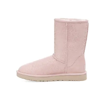 UGG Classic Short Snow Leopard Fleece Lined Pink Women's