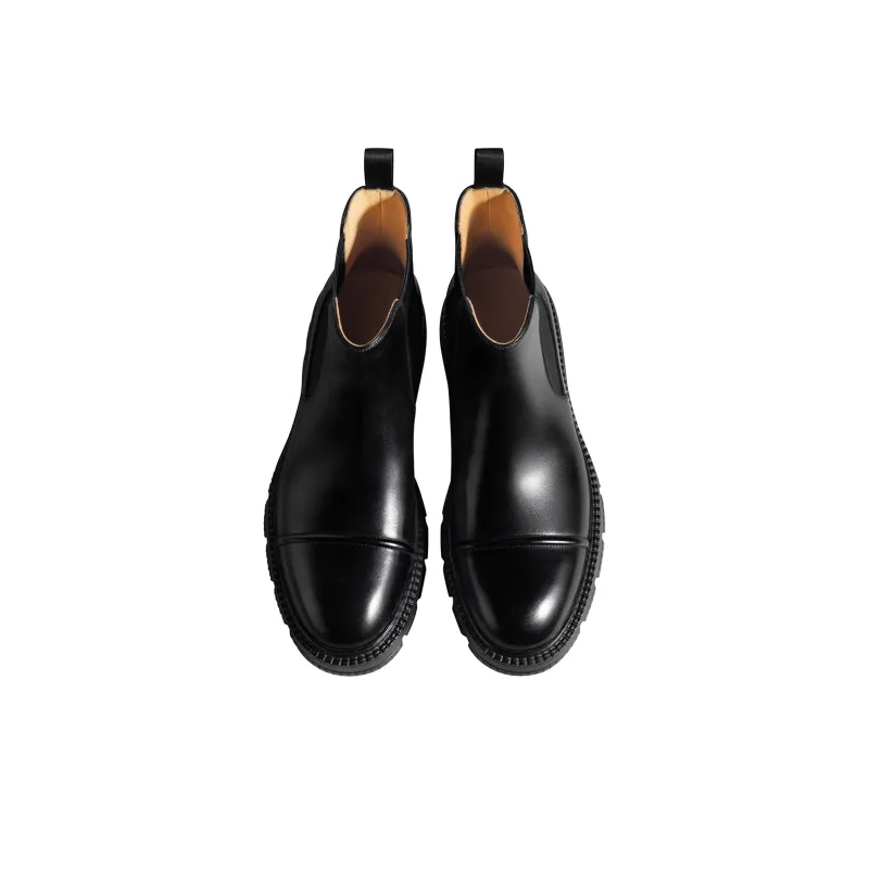 THOM WILLS British Business Casual Leather Boots Short Chelsea Boots Men's Black-2
