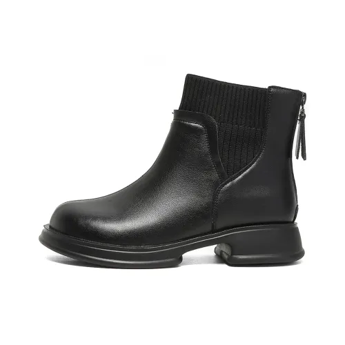 FAIRWHALE Ankle Boots Women's Pure Black