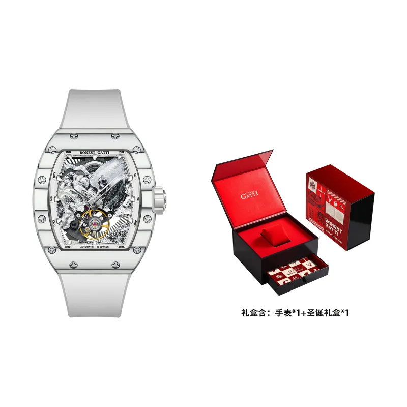 BONEST GATTI Automatic Mechanical Movement Watch Men's Watches Cut Out Dial-7