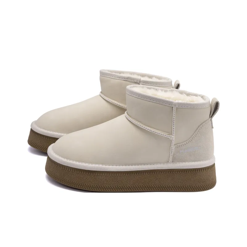 HUANQIU Height Increasing Warm And Wear Resistant Short Snow Boots Women's Beige-2