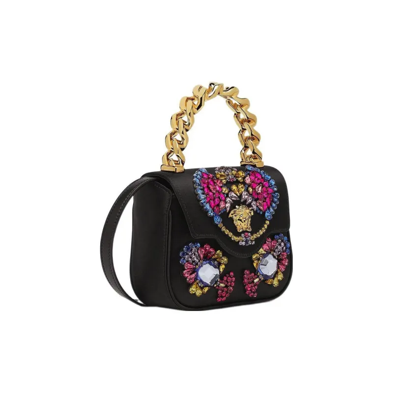 VERSACE La Medusa Leather Shoulder Bag Crossbody Bag Handbag Extra Mini Women's Black-1