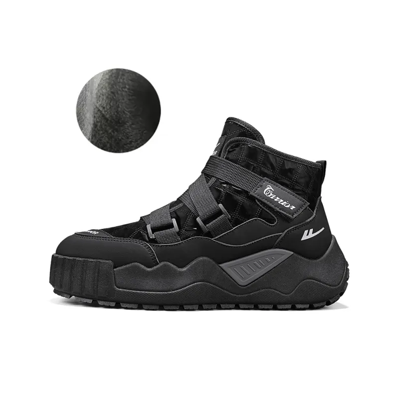 Warrior Thermal Coverage Height Increasing Abrasion Resistant Slip Resistant Short Snow Boots Men's Black-1