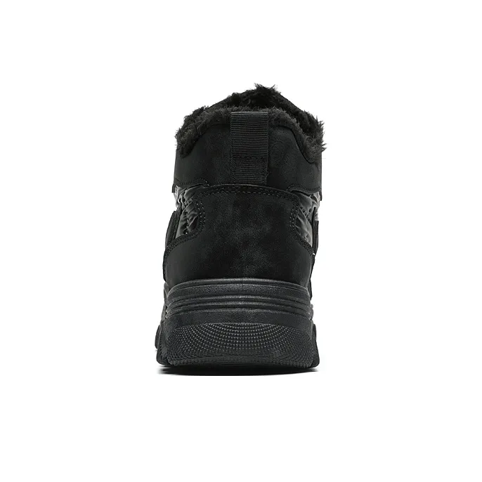 Warrior Fall And Winter Fleece-Lined Insulated Shoes Versatile Casual Athletic Shoes High-Top Work Boots Men's Black-3