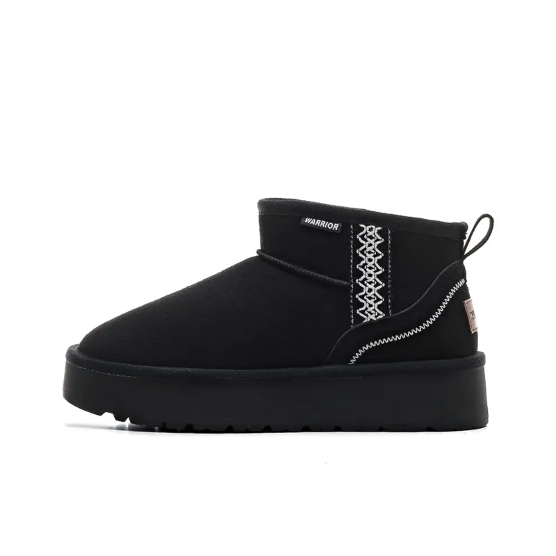 Warrior Warm And Wear Resistant Short Snow Boots Women's Black White-0