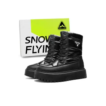 SNOW FLYING Knee High Snow Boots Unisex Black