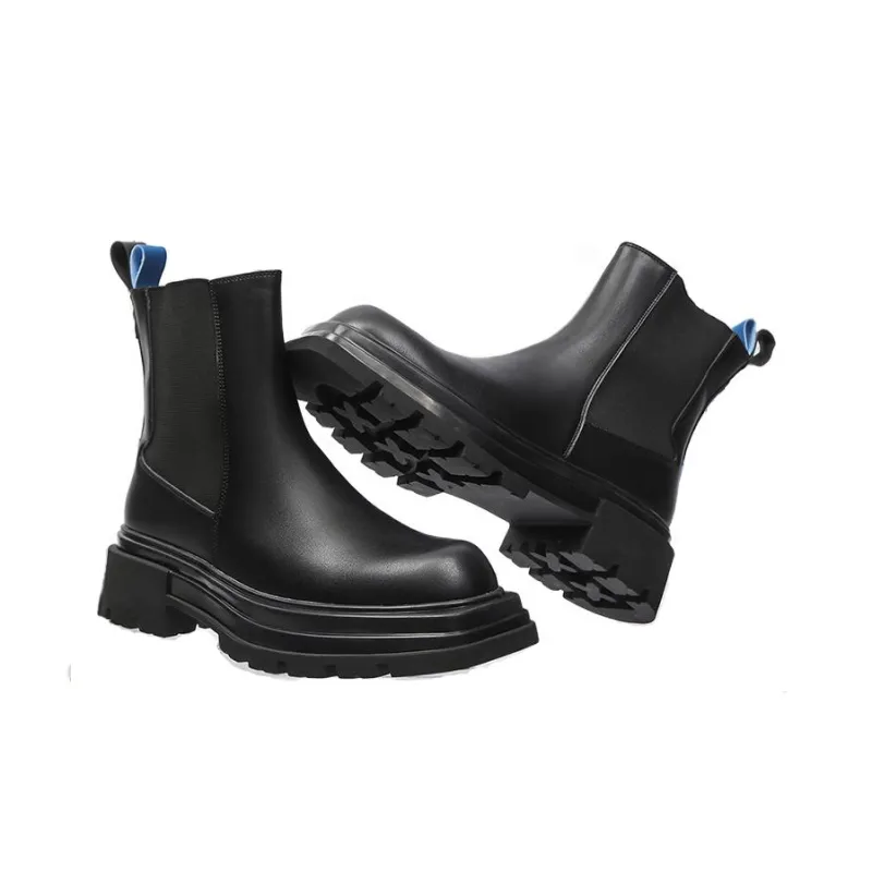 Romon Crew Chelsea Boots Men's Black-3