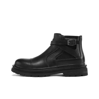 HANG TEN Ankle Boots Men Zijian Black/Cambridge Brown
