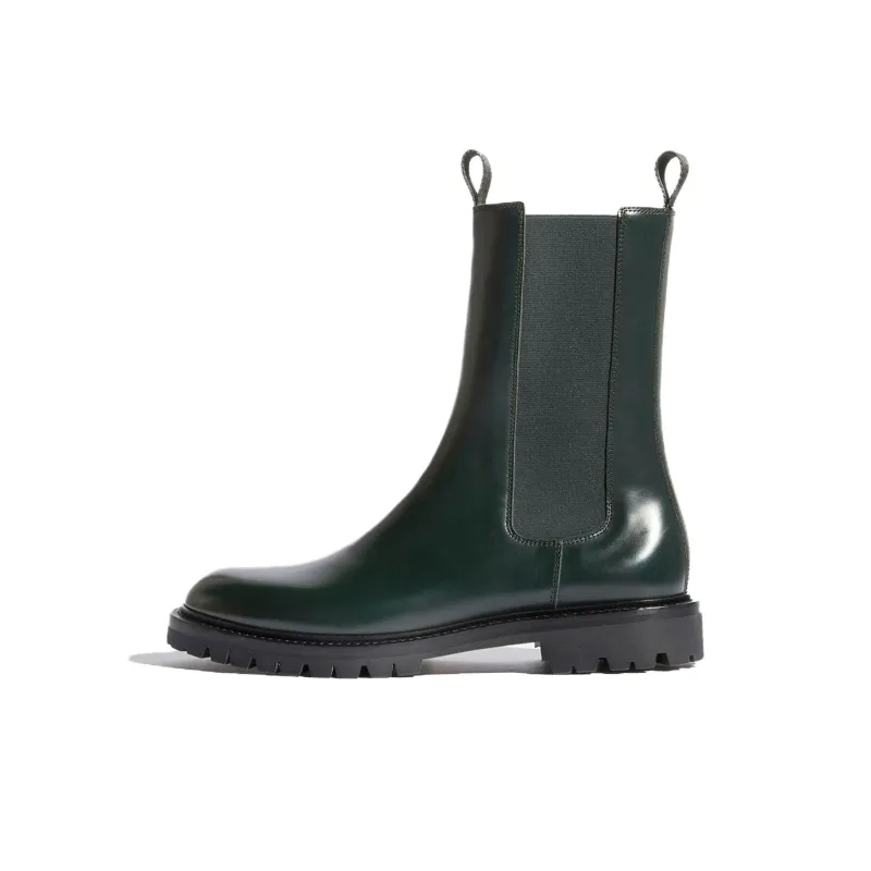 SCAROSSO Wooster Hunter Short Chelsea Boots 3.5cm Men's Green-0