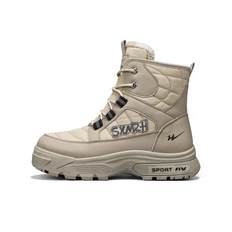 Binary Thermal Height Increasing Slip Resistant Coverage Snow Boots Men's Khaki-0
